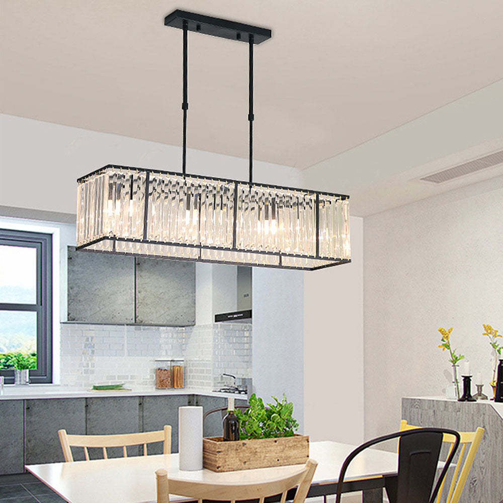 Nordic Square Crystal Island Lamps For Kitchen