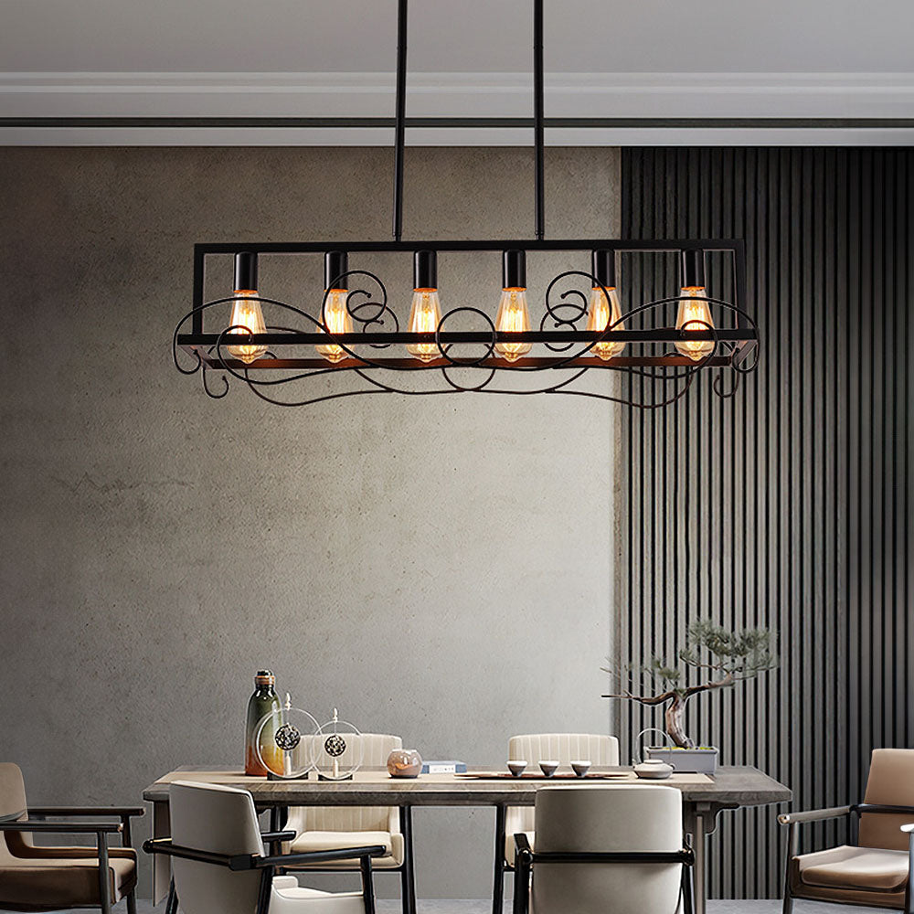 6 Bulbs Brown Metal Kitchen Island Pendant Lights