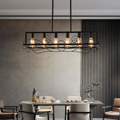 6 Bulbs Brown Metal Kitchen Island Pendant Lights