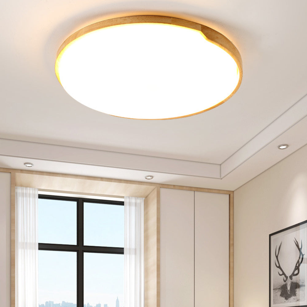 Classic Retro Wood And Acrylic LED Ceiling Light For Living Room