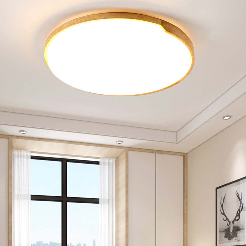 Classic Retro Wood And Acrylic LED Ceiling Light For Living Room