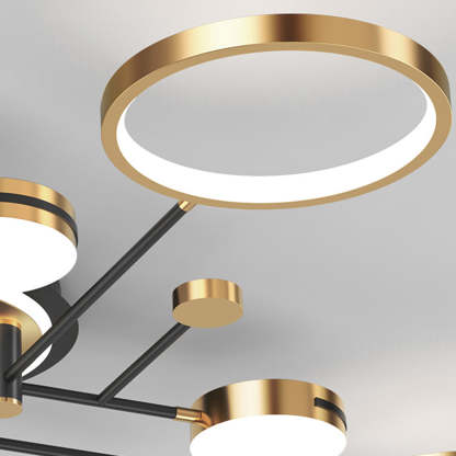 Luxury Rings Gold LED Ceiling Light For Bedroom