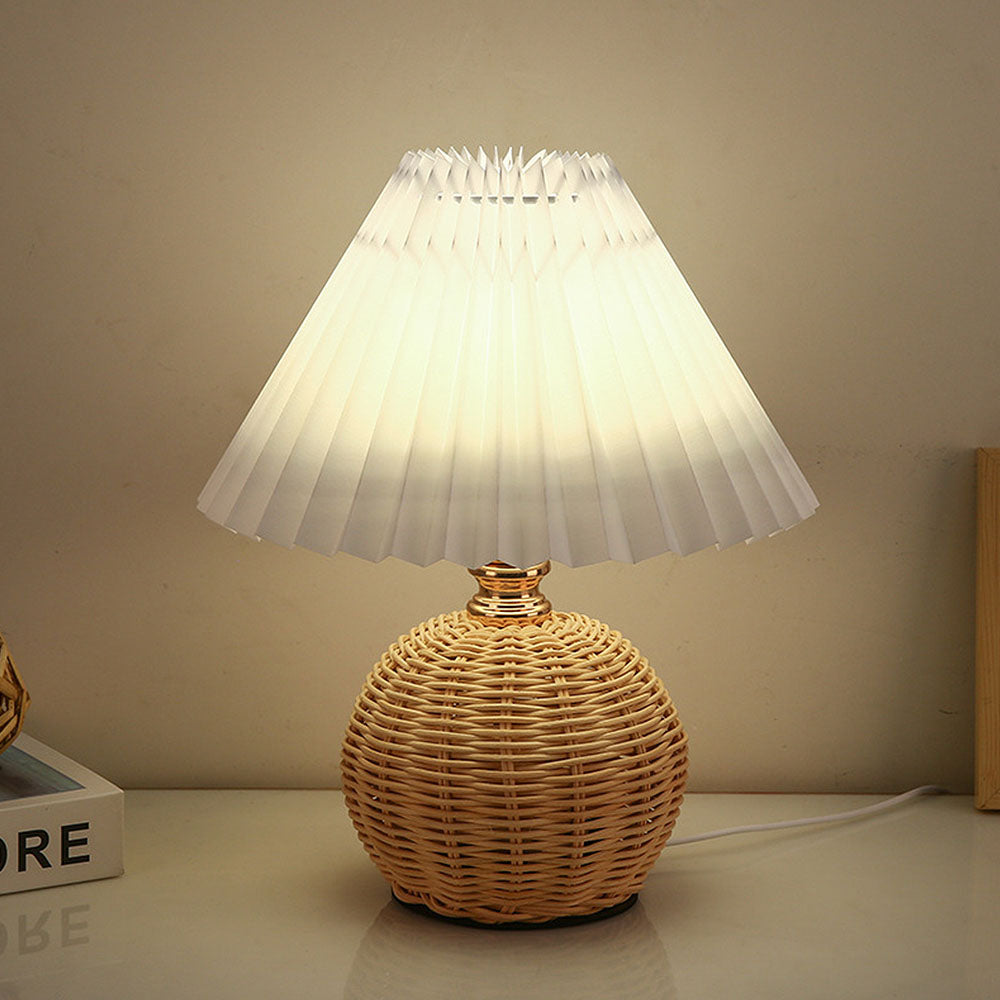 Homdiy Table Light Modern Simple Bamboo Weaving  Bedroom Table Lamps