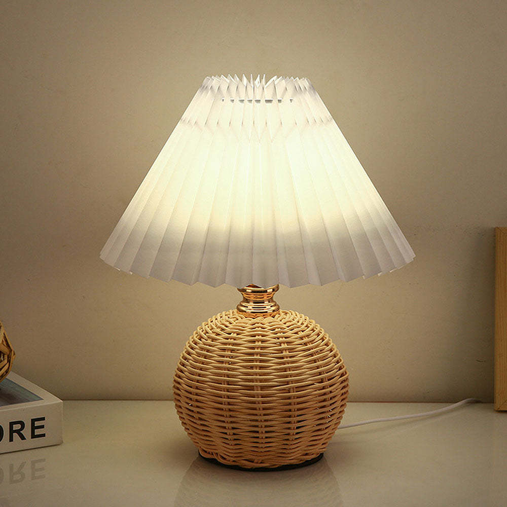Modern Simple Bamboo Weaving  Bedroom Table Lamps