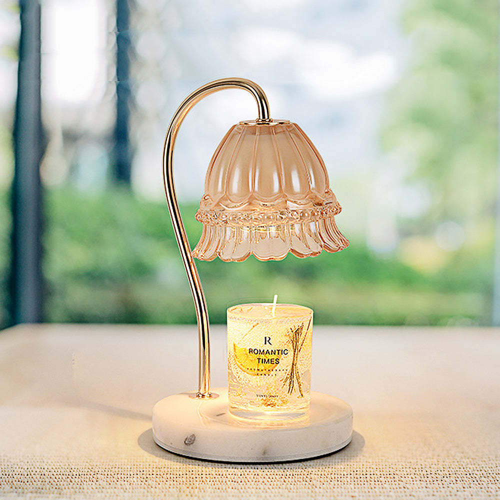Creative Gold Glass Flower Shape Mini Candle Warmer Lamp