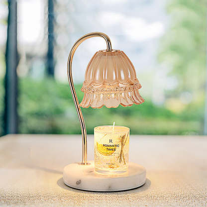 Creative Gold Glass Flower Shape Mini Candle Warmer Lamp