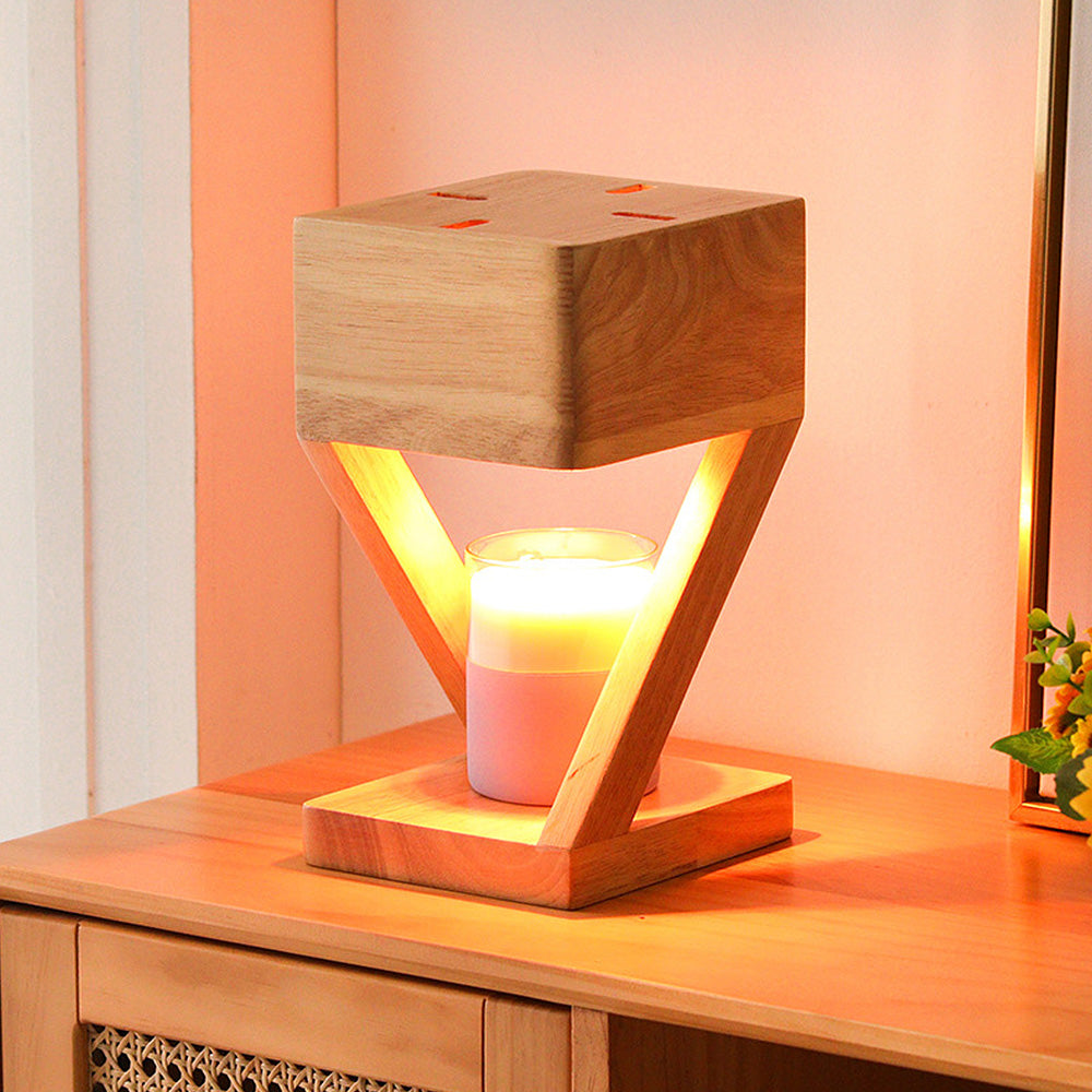 Contemporary Cute Wood Bedroom Candle Warmer Lamp