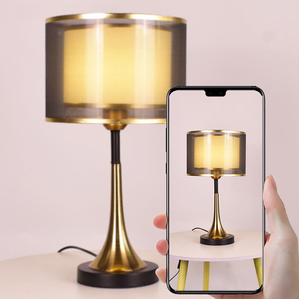 Modern Simple Fabric Gold Bedroom Table Lamp
