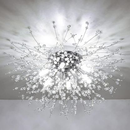 Modern Luxurious Gold Crystal Sputnik Flush Mount Ceiling Light for Living Room