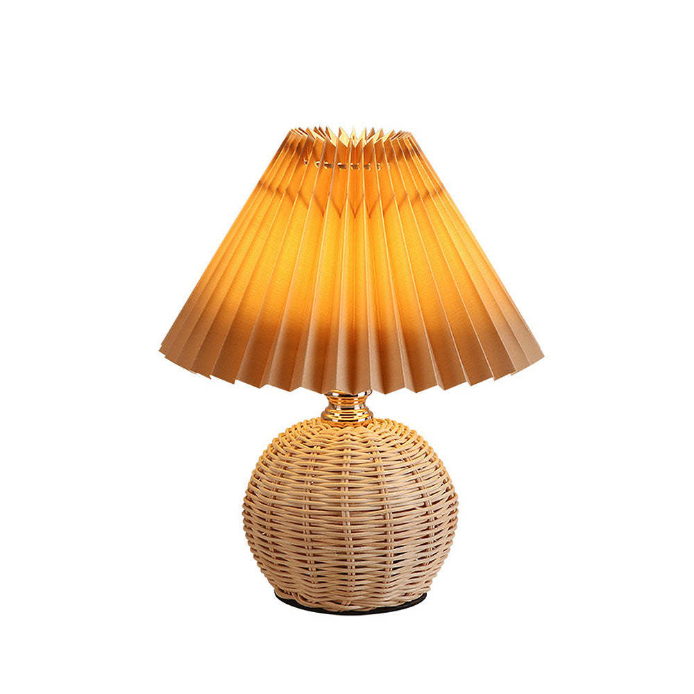 Modern Simple Bamboo Weaving  Bedroom Table Lamps