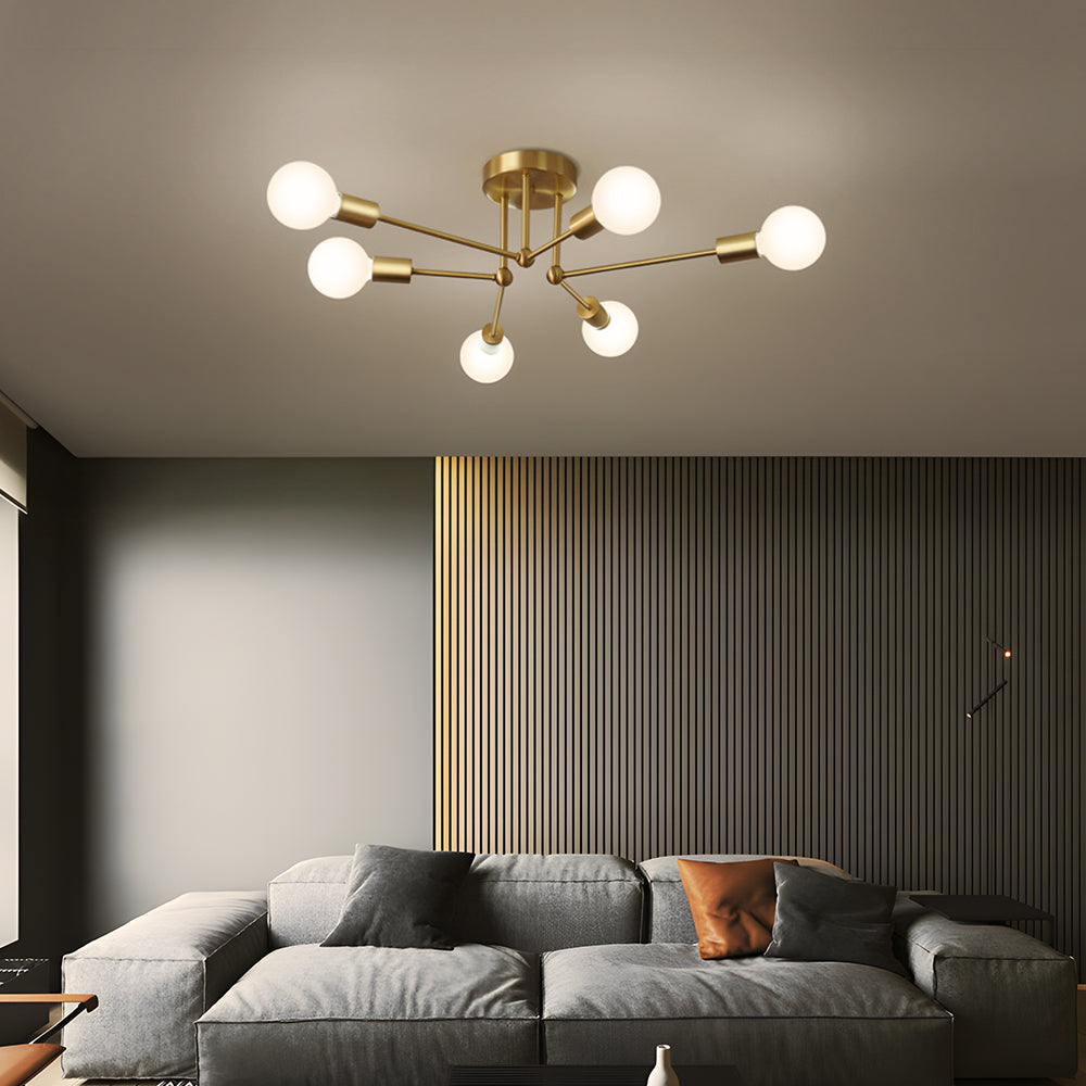 Stylish Muti-Lights Contemporary Gold Iron Living Room Ceiling Lights