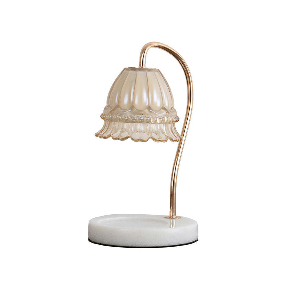 Creative Gold Glass Flower Shape Mini Candle Warmer Lamp