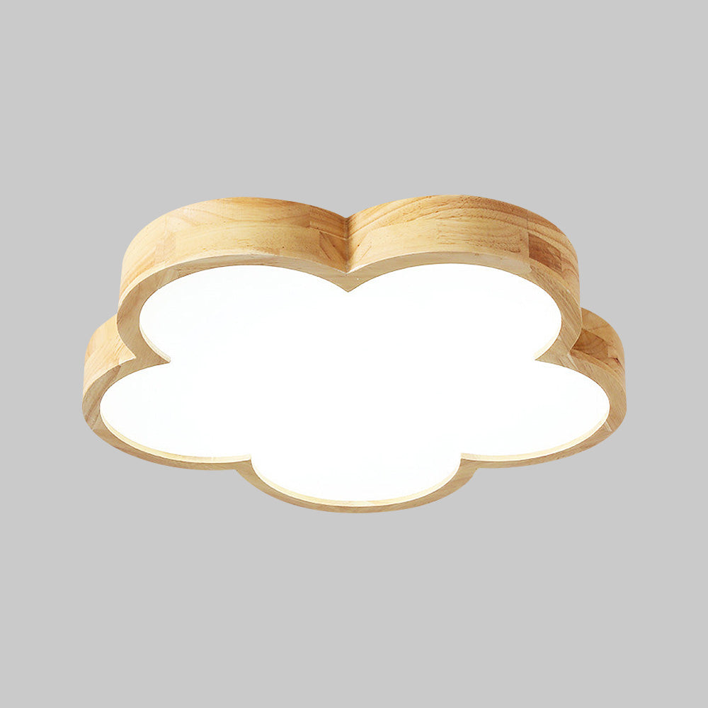 Simple Flowers Wabi-Sabi Wood LED Ceiling Light For Bedroom