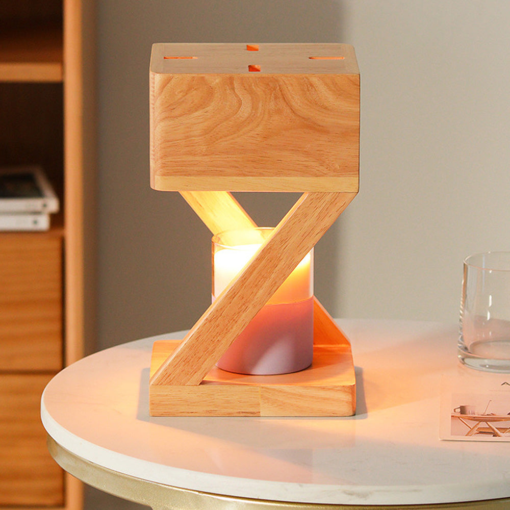 Contemporary Cute Wood Bedroom Candle Warmer Lamp