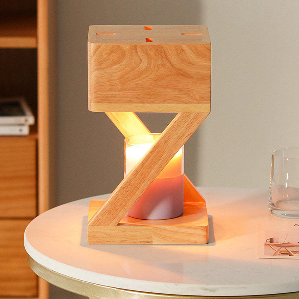 Contemporary Cute Wood Bedroom Candle Warmer Lamp