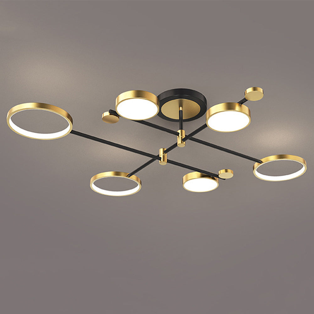 Circular Gold And Black LED Living Room Ceiling Light