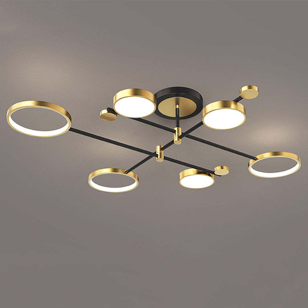 Circular Gold And Black LED Living Room Ceiling Light