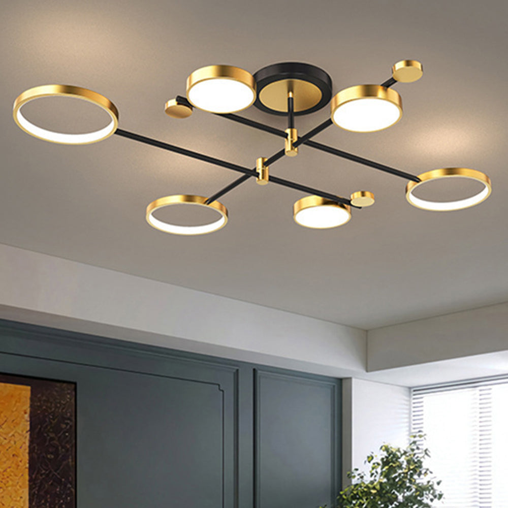 Circular Gold And Black LED Living Room Ceiling Light