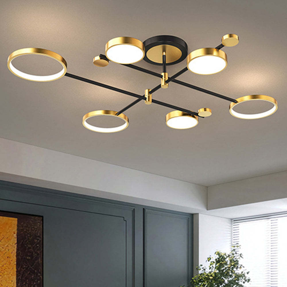 Circular Gold And Black LED Living Room Ceiling Light