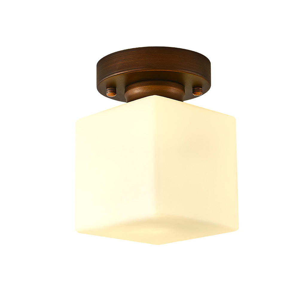 Simple Square White Semi-Flush Hallway Ceiling Light