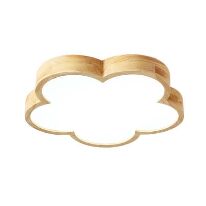 Simple Flowers Wabi-Sabi Wood LED Ceiling Light For Bedroom