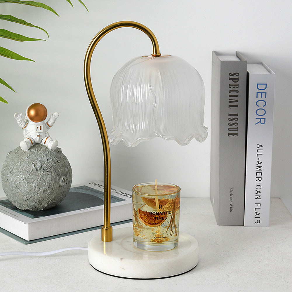 Modern White Flower Shape Glass Mini Candle Warmer Lamp