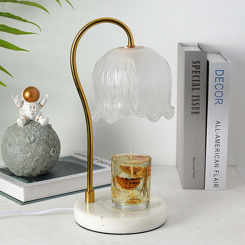 Modern White Flower Shape Glass Mini Candle Warmer Lamp