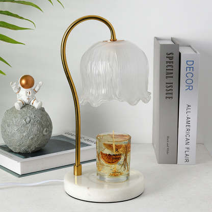 Modern White Flower Shape Glass Mini Candle Warmer Lamp