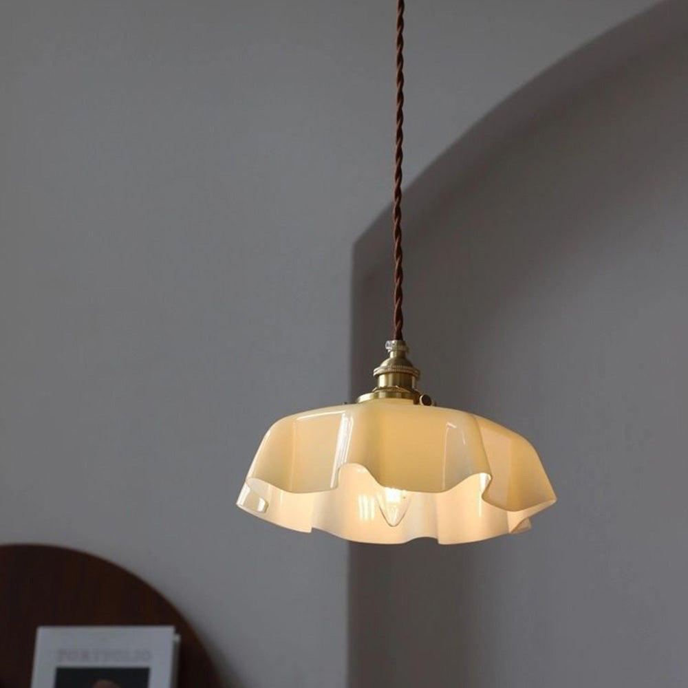 Modern Romantic Glass Ribbon Edge Pendant Light