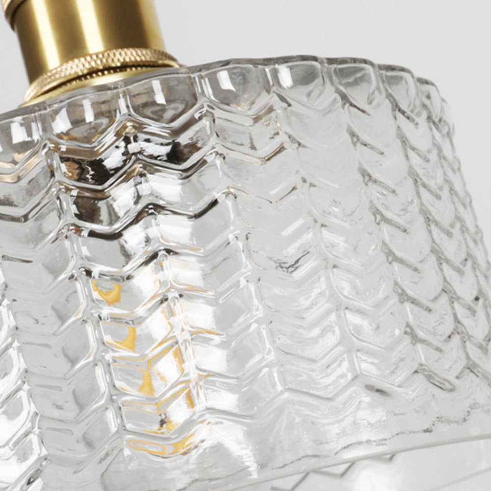 Retro Short Cylinder Wavy Glass Pendant Light -Homdiy