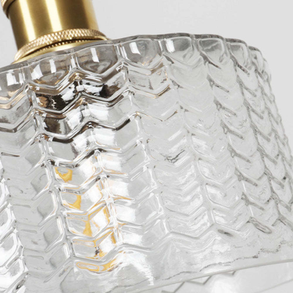 Retro Short Cylinder Wavy Glass Pendant Light -Homdiy