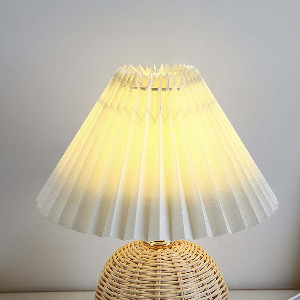 Modern Simple Bamboo Weaving  Bedroom Table Lamps
