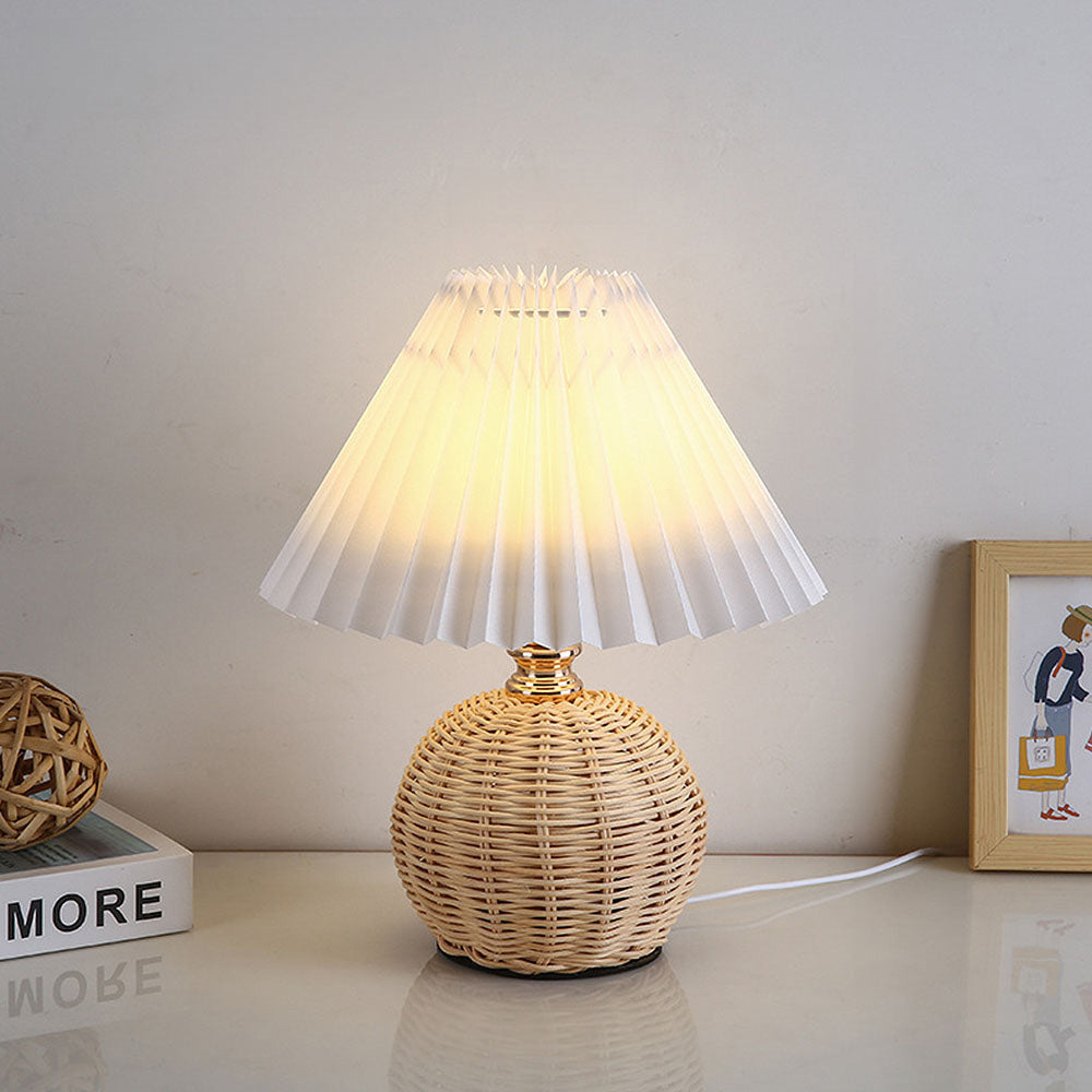Modern Simple Bamboo Weaving  Bedroom Table Lamps