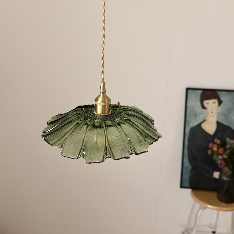 Vintage Flower Shape Glass Pendant Light For Dining Room
