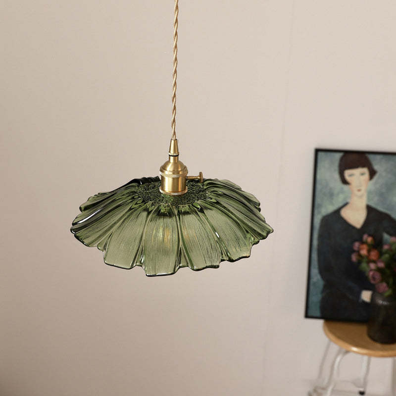 Vintage Flower Shape Glass Pendant Light For Dining Room