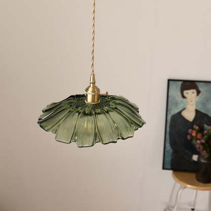 Vintage Flower Shape Glass Pendant Light For Dining Room