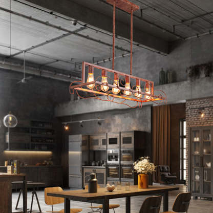 6 Bulbs Brown Metal Kitchen Island Pendant Lights