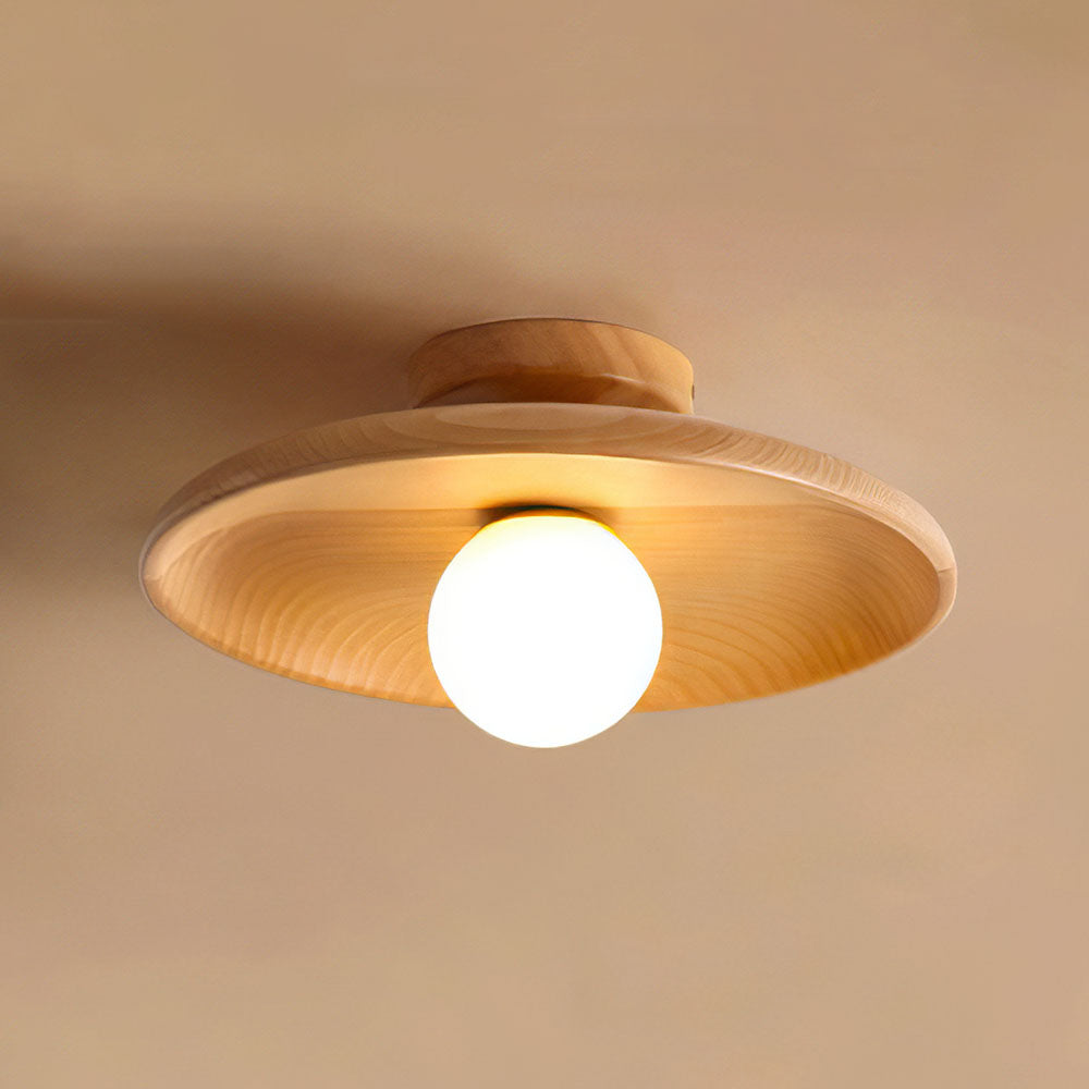 Homdiy Ceiling Lamp Nordic Simple Wood Minimalist Round Ceiling Light