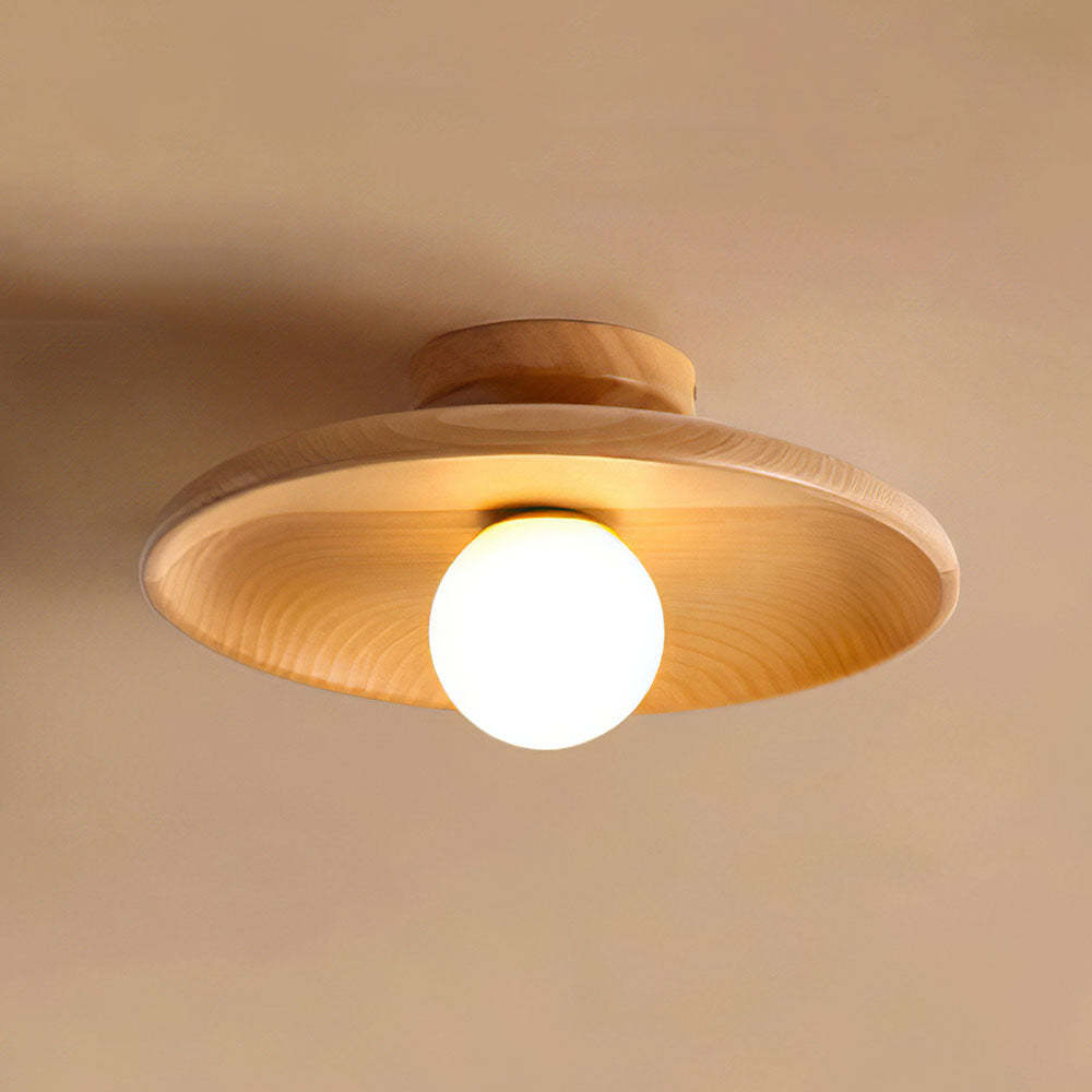 Homdiy Ceiling Lamp Nordic Simple Wood Minimalist Round Ceiling Light
