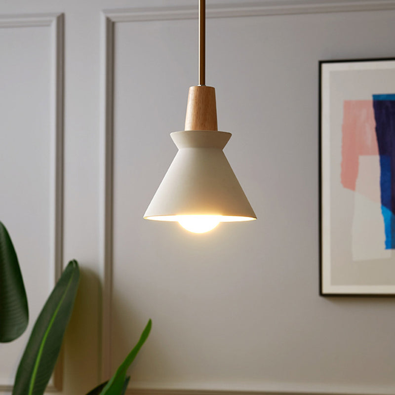 Modern White Concrete Cone Pendant Light