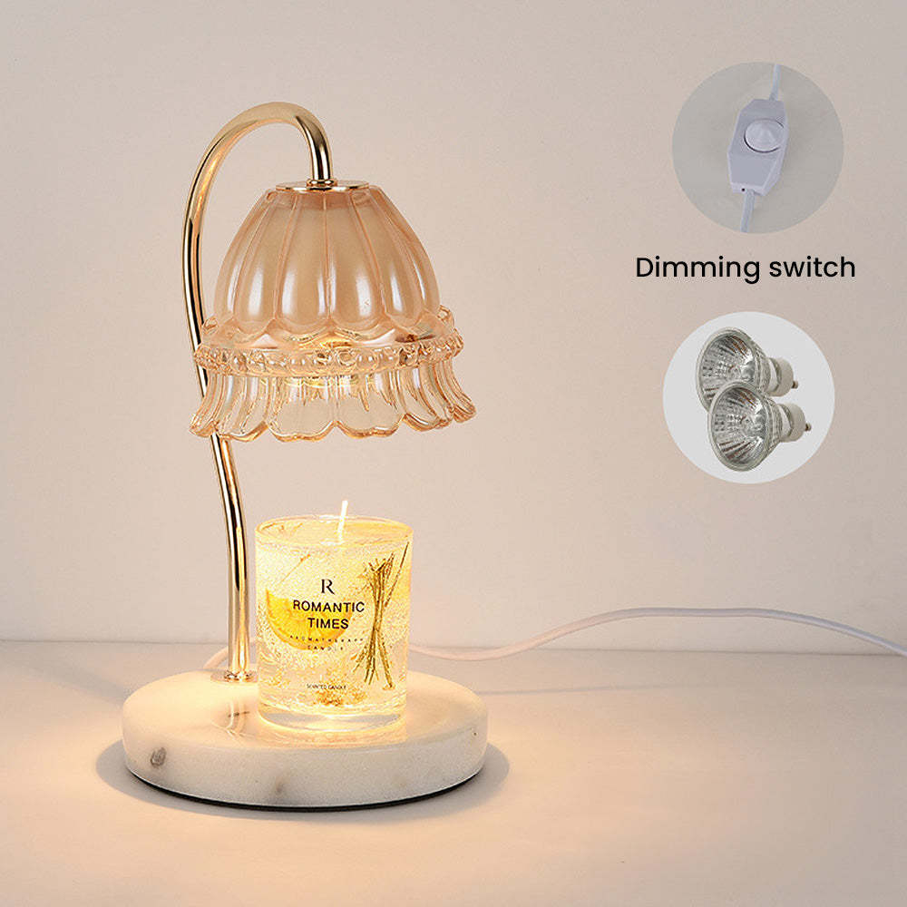 Creative Gold Glass Flower Shape Mini Candle Warmer Lamp