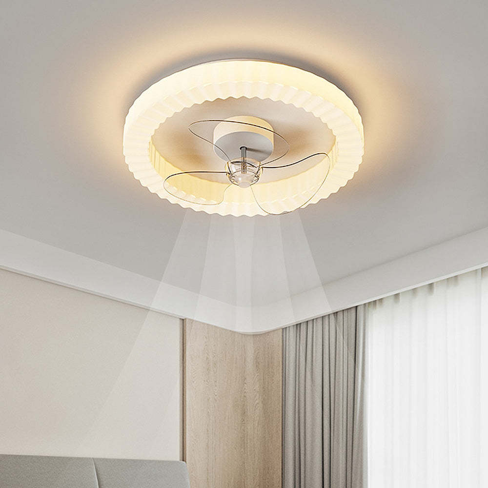 White Round Design Ceiling Fan With LED Lighting