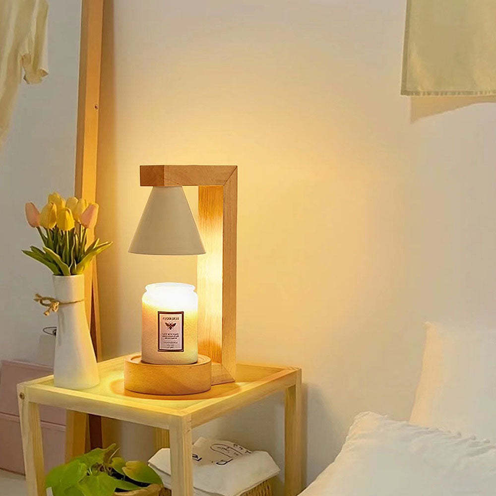 Simple Wood Bedroom Candle Warmer Lamp