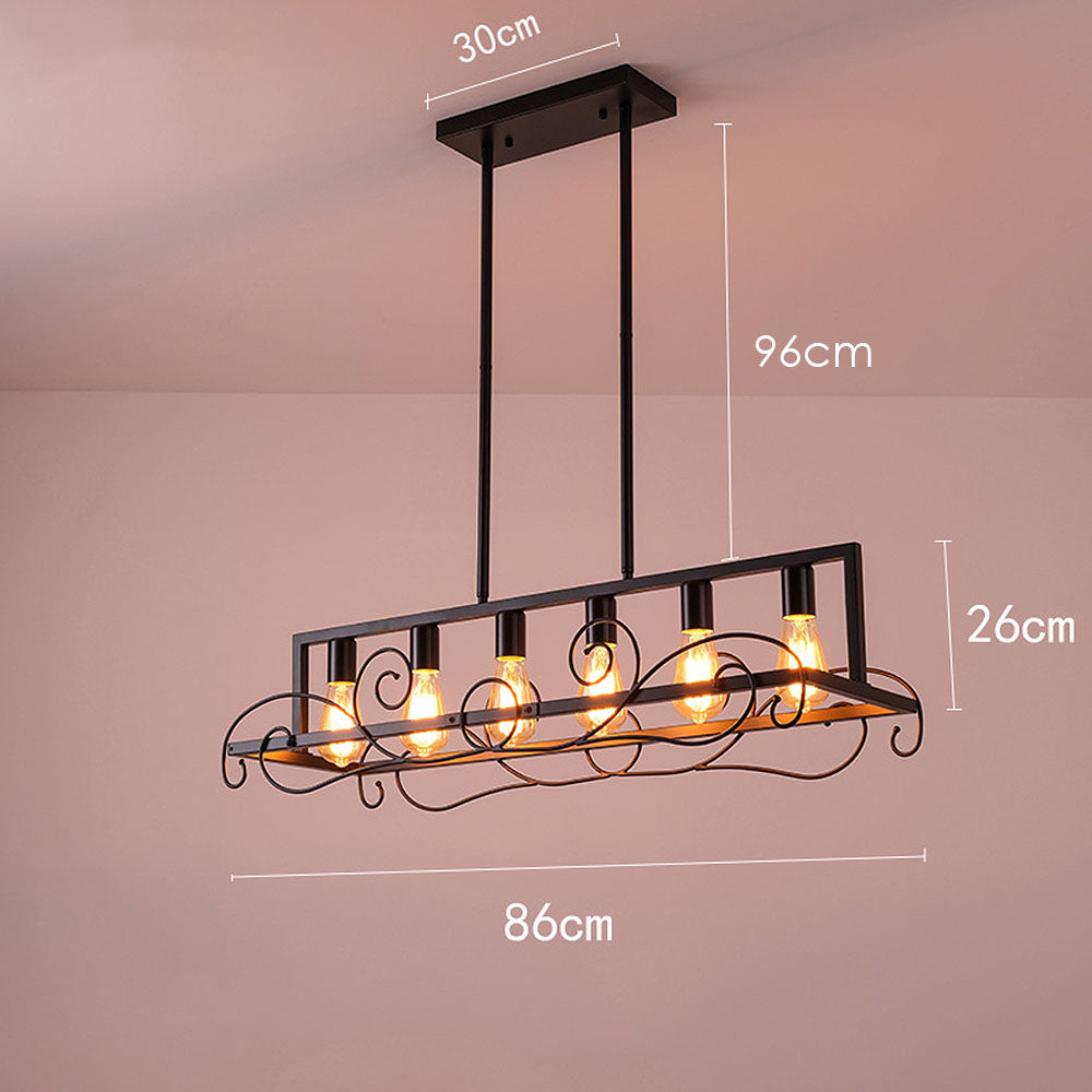 6 Bulbs Brown Metal Kitchen Island Pendant Lights