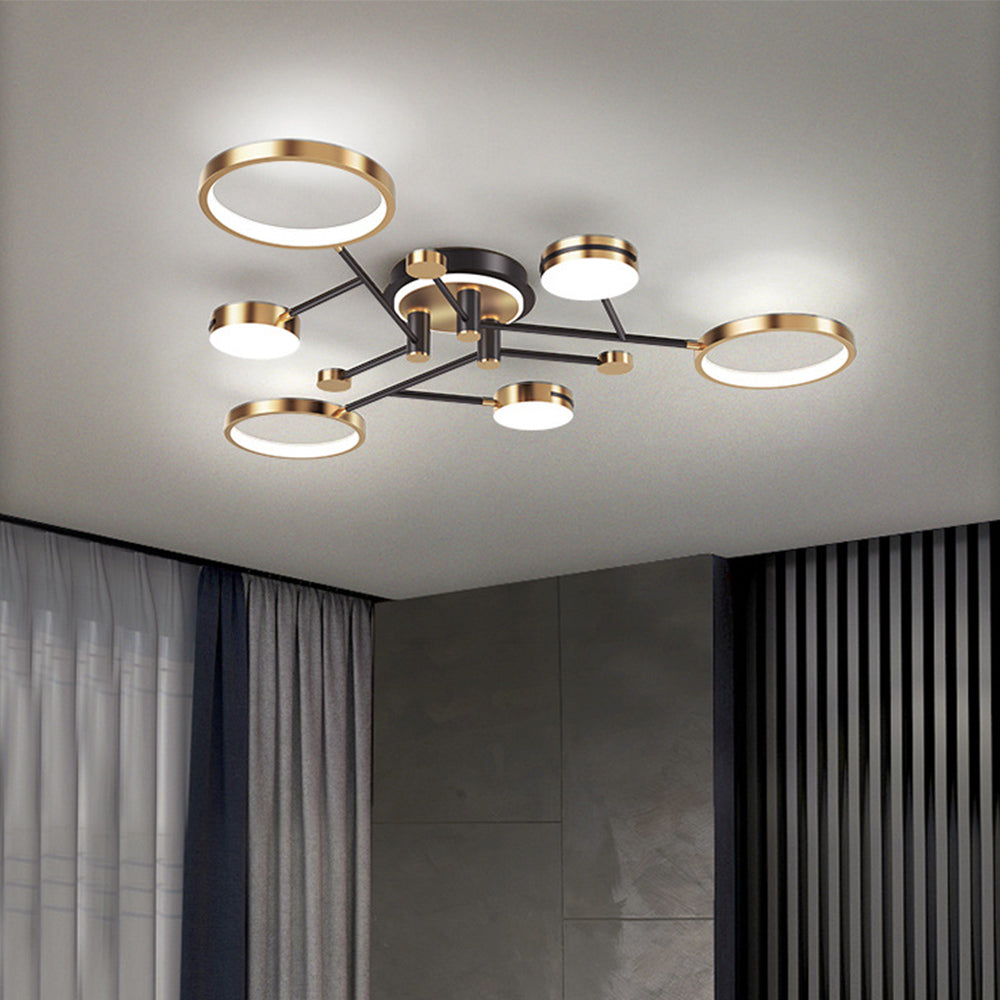 Luxury Rings Gold LED Ceiling Light For Bedroom