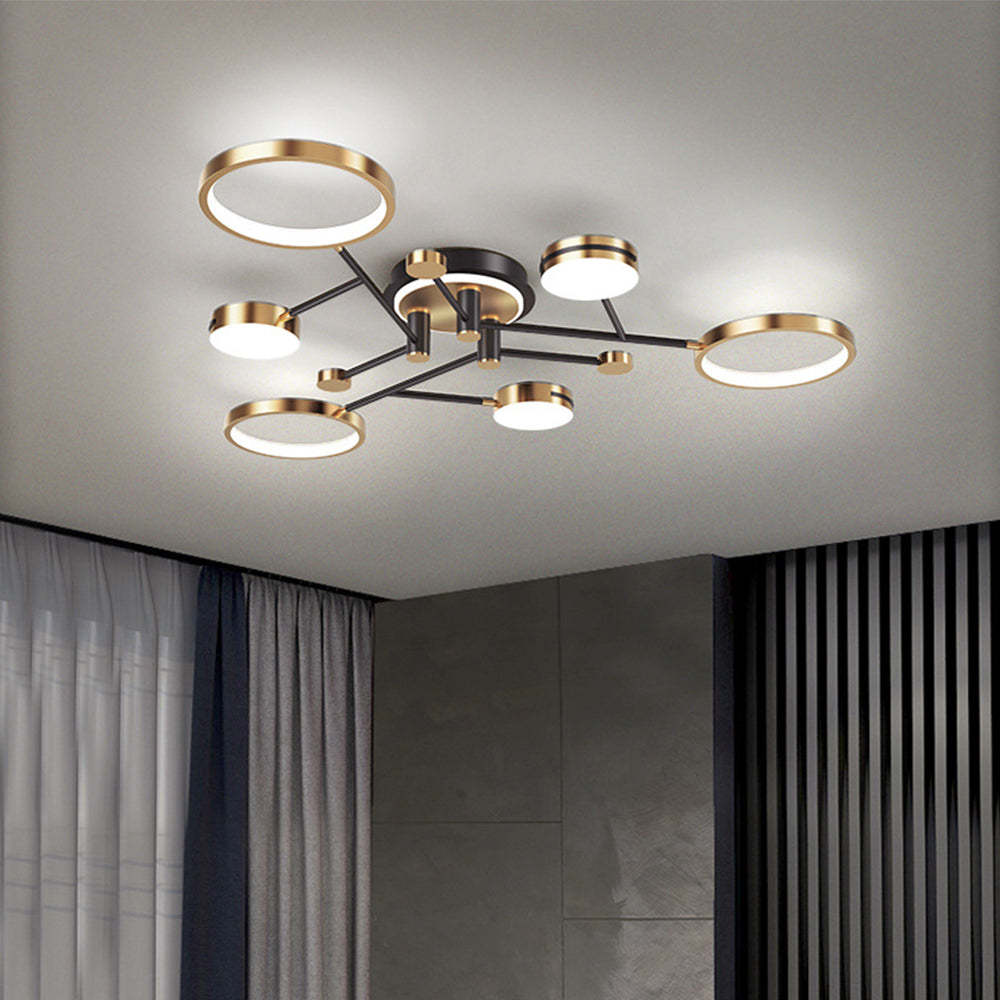 Luxury Rings Gold LED Ceiling Light For Bedroom