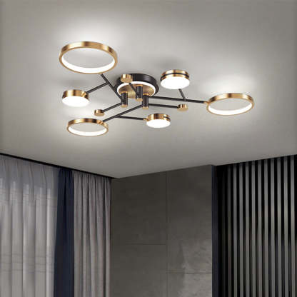 Luxury Rings Gold LED Ceiling Light For Bedroom