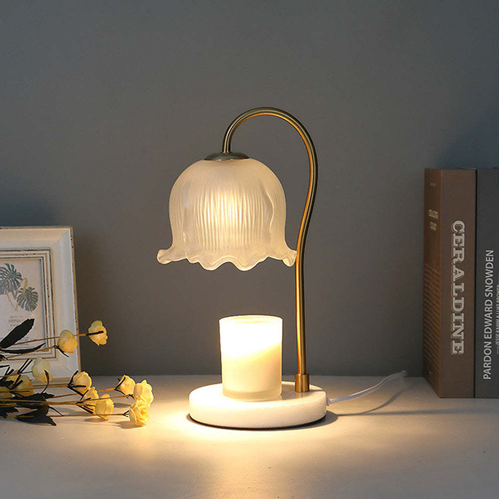 Modern White Flower Shape Glass Mini Candle Warmer Lamp