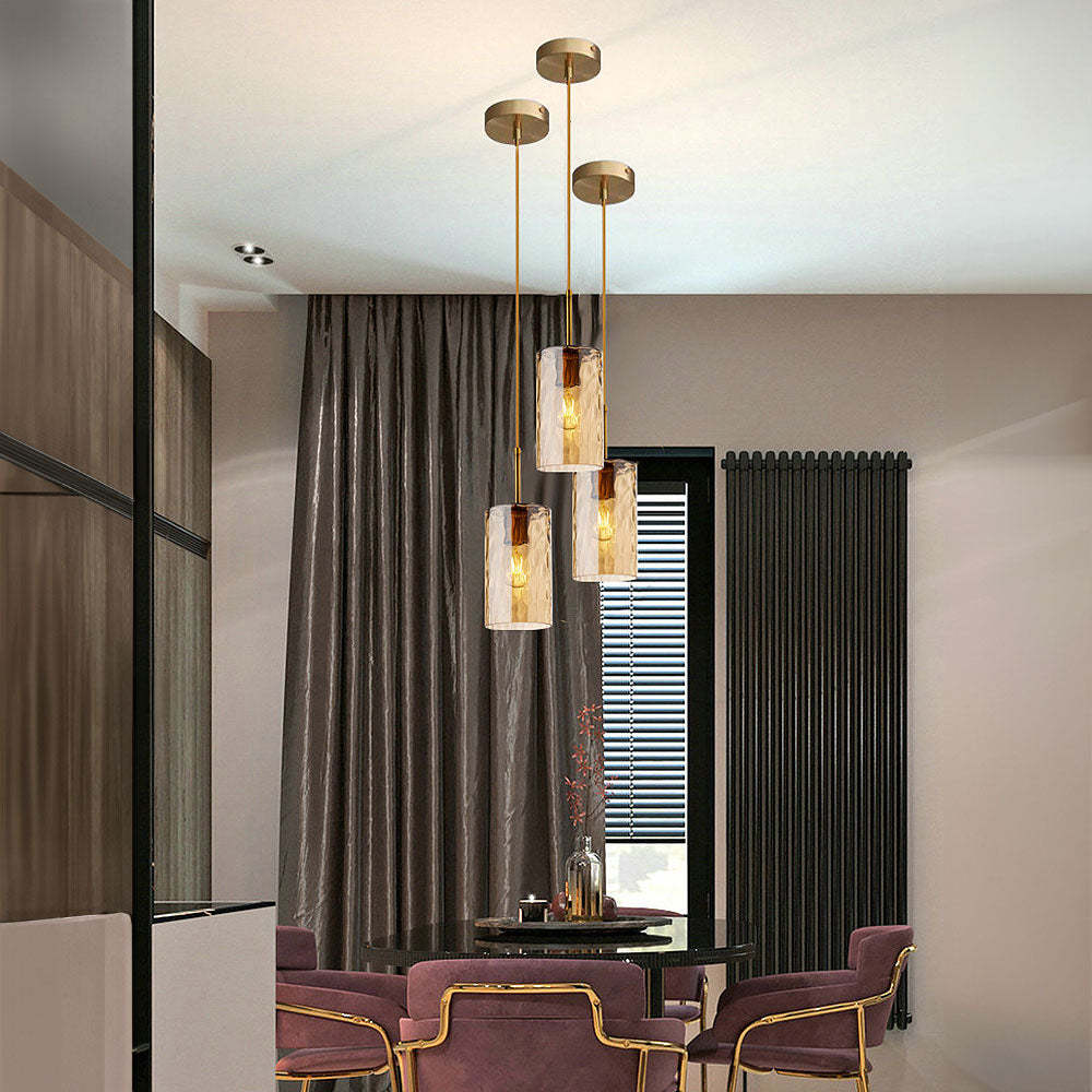 Modern Glass Clear Amber Pendant Light For Kitchen Island