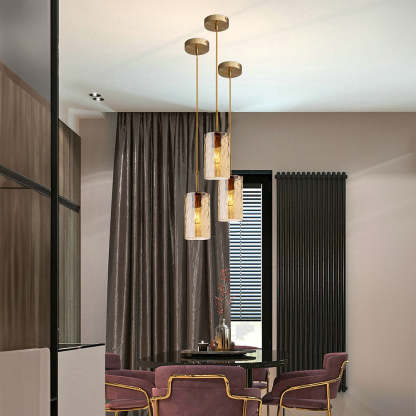 Modern Glass Clear Amber Pendant Light For Kitchen Island